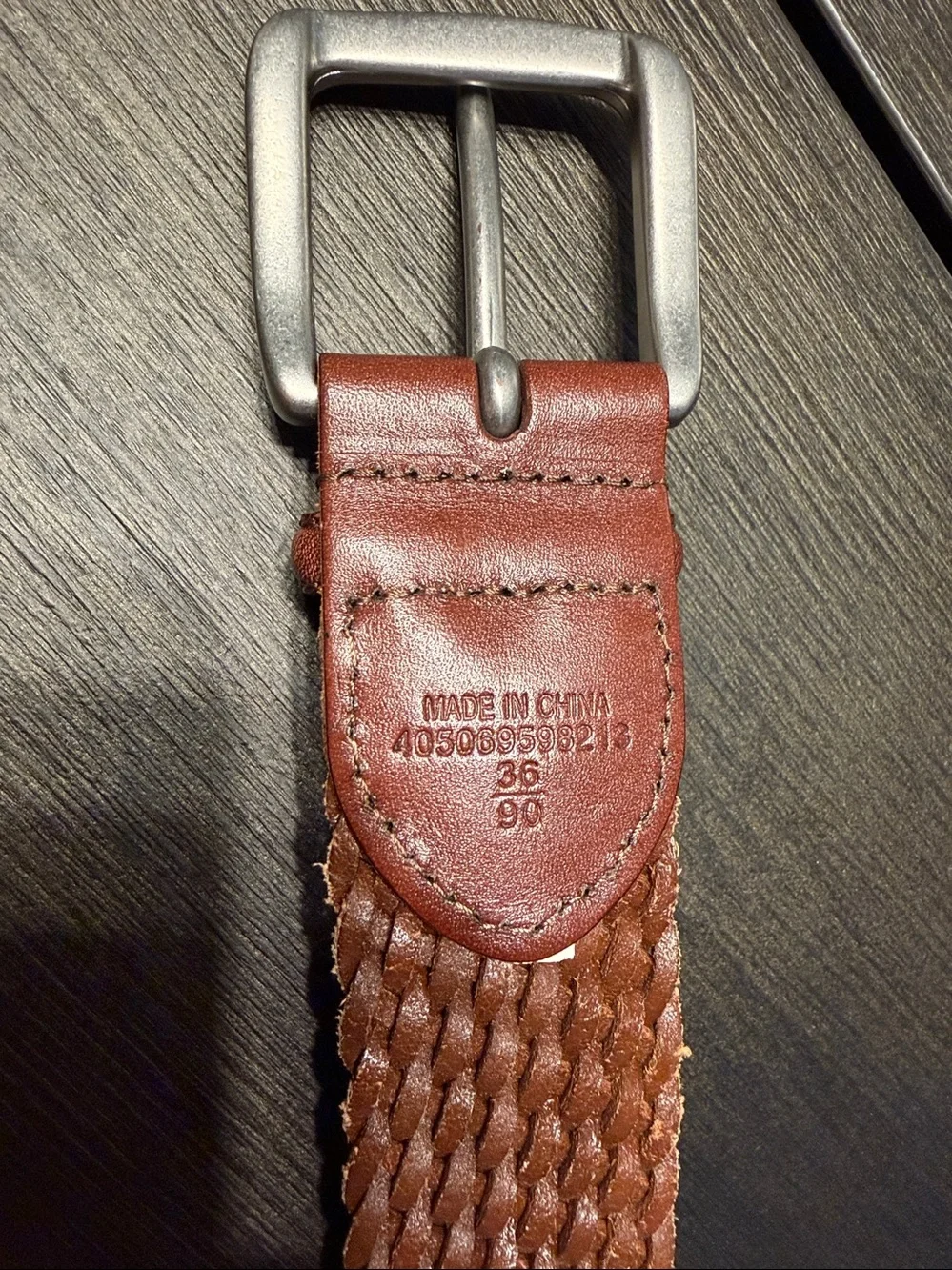 Polo Ralph Lauren Brown Braided Woven Leather Belt Silver Buckle Size 36